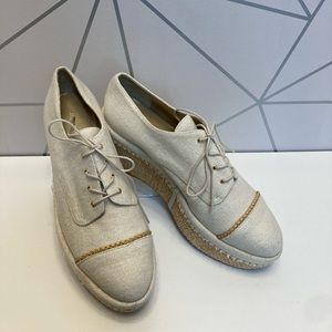 Stuart Weitzman Mantra Linen Platform Oxfords Size 9
